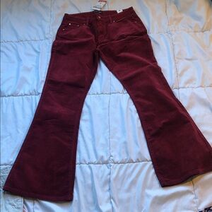 Burgundy Flare Corduroy Pants